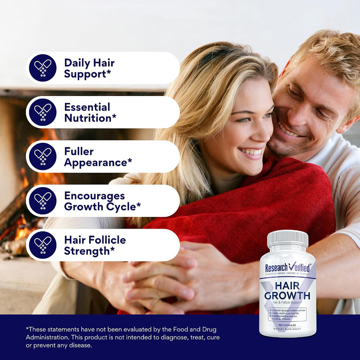 Research Verified Hair Growth Support - Biotin, DHT Blockers & Vitamins - 360 Capsules (6-Month Supply) - görsel 4