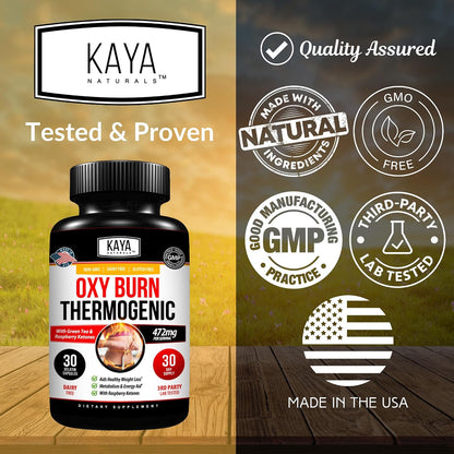Kaya Naturals Oxy Burn – Thermogenic Herbal Formula for Active Living – Non-GMO & Gluten-free – 30 Capsules