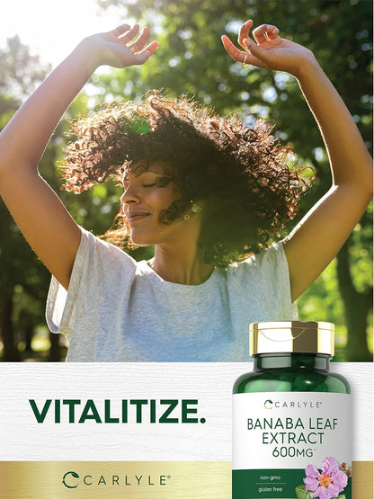 Carlyle Banaba Leaf Extract Capsules - 200 Capsules - Non-GMO & Gluten-free Supplement
