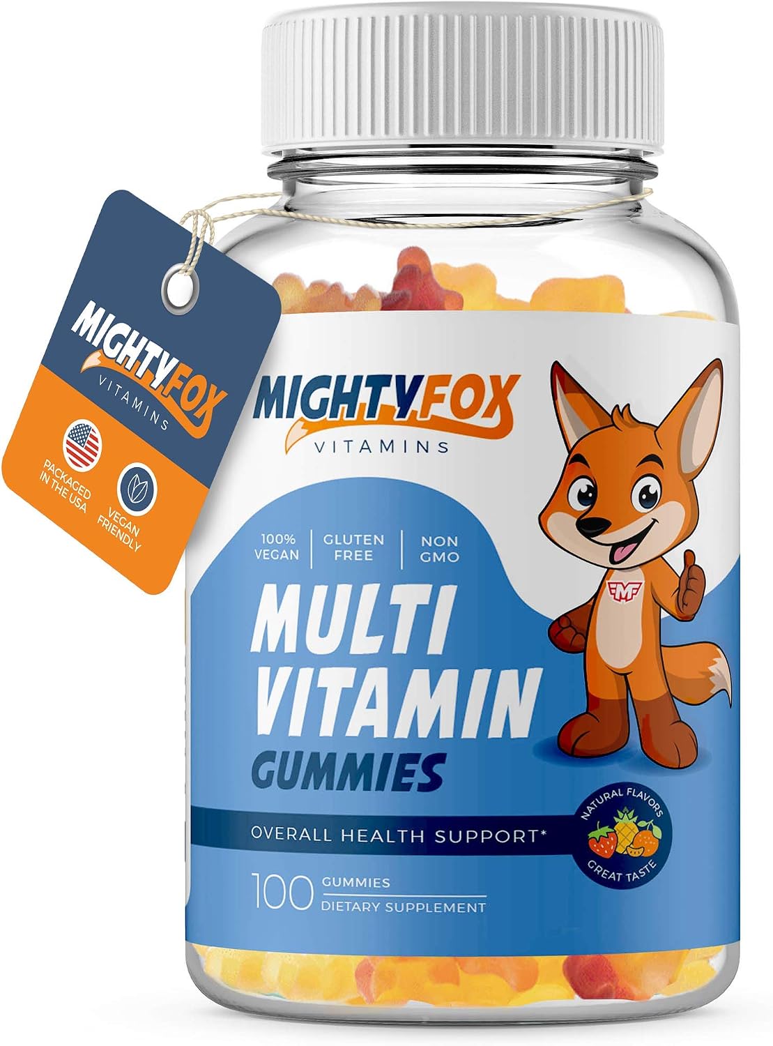 Mighty Fox Vitamins Children's Multivitamin Gummies - Non-GMO, Gluten-Free, Vegan - with Vitamin C, B Vitamins, Zinc - 100 Count (2 Pack) - görsel 8