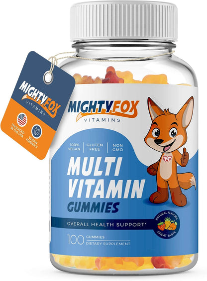 Mighty Fox Vitamins Children's Multivitamin Gummies - Non-GMO, Gluten-Free, Vegan - with Vitamin C, B Vitamins, Zinc - 100 Count (2 Pack)