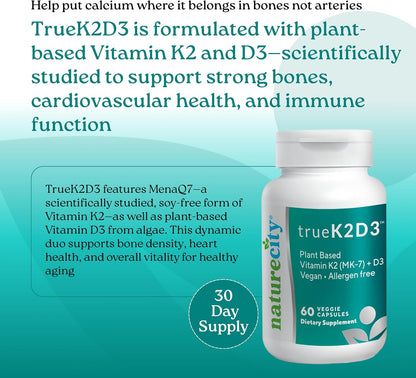 NatureCity TrueK2D3 – Plant-Based Vitamin D3 – Premium K2: Features MenaQ7, a well‑researched form of vitamin K2 – Image 2