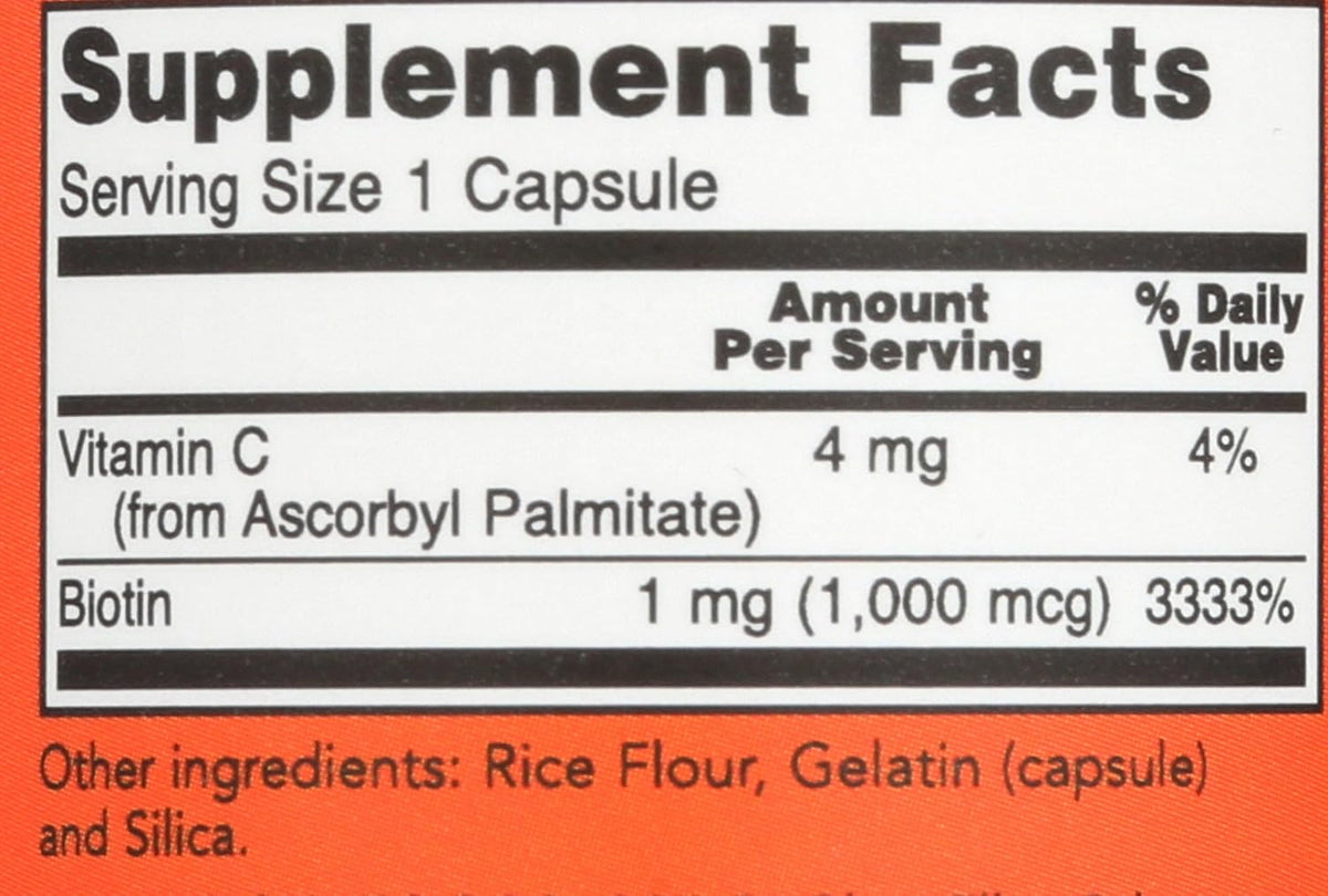 NOW Foods Biotin 1000 µg, 100 Capsules - görsel 3