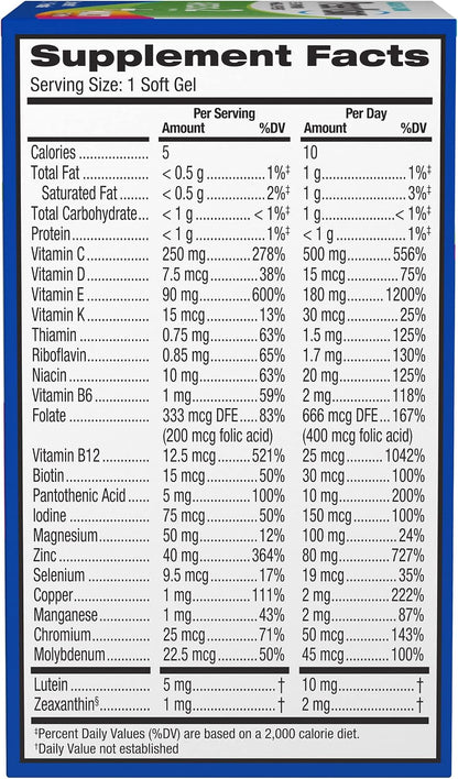 PreserVision AREDS 2 + Multivitamin - 2-in-1 Eye Vitamin with Lutein, Zeaxanthin, Zinc, and Vitamins C, D & E - 100 Softgels