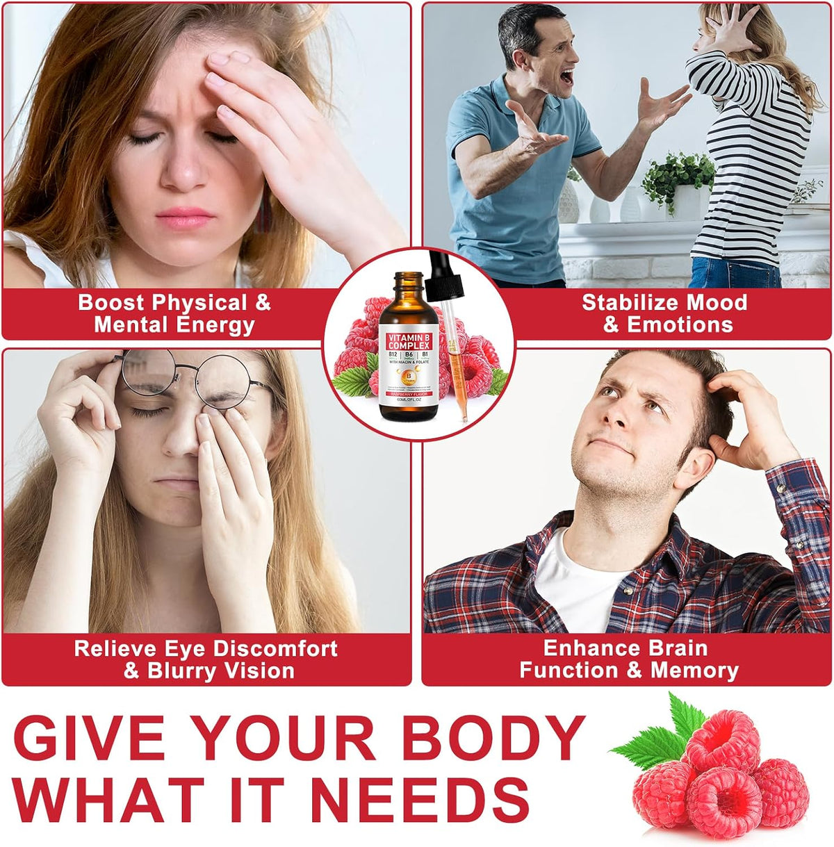 Vitamin B Complex Liquid Drops – Vegan B12 Methylcobalamin, B1 Thiamine, B6 Pyridoxine, Folic Acid, Niacin – Supports Energy, Brain & Heart Health, 40 Servings - görsel 3