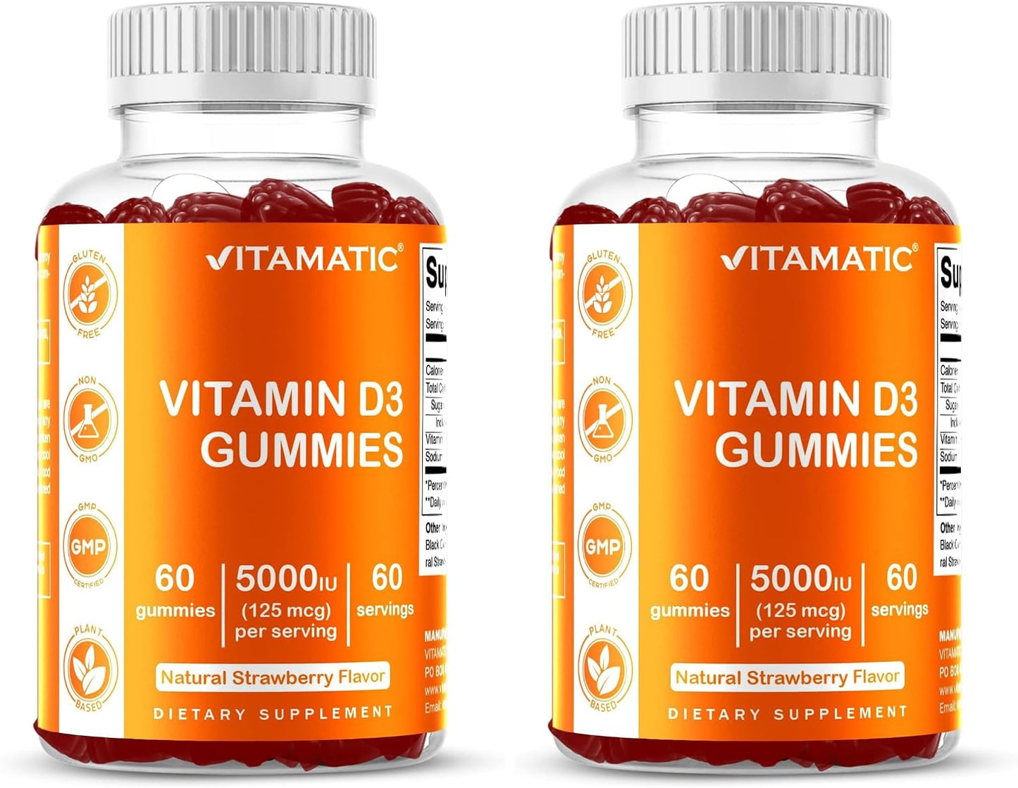 Vitamatic Vitamin D3 Gummies – 5000 IU – 120 Count (Pack of 2) – Strawberry Flavour - görsel 10