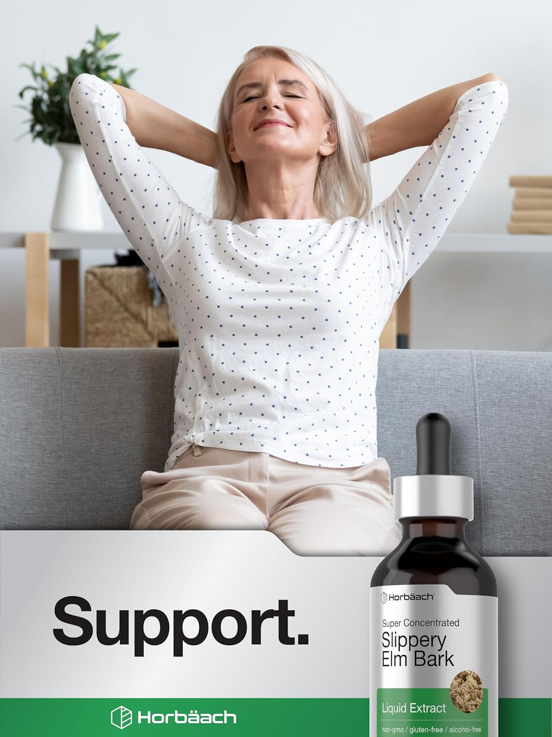 Horbäach Slippery Elm Liquid Drops | 60 ml | Alcohol-Free Bark Extract Tincture | Non-GMO, Gluten-free - görsel 6