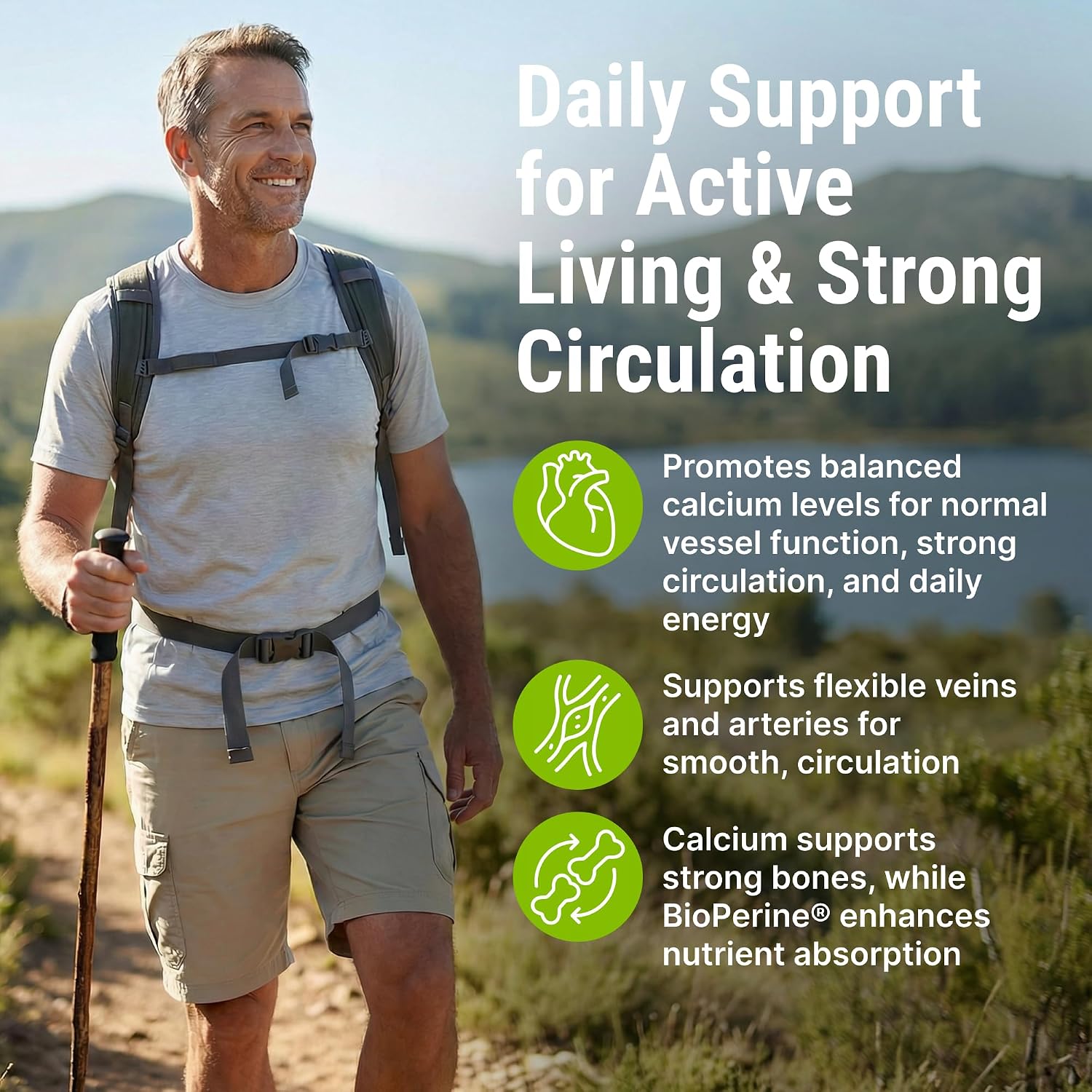 Vein & Artery Supplement – Circulation Support with Calcium – 60 Capsules - görsel 4