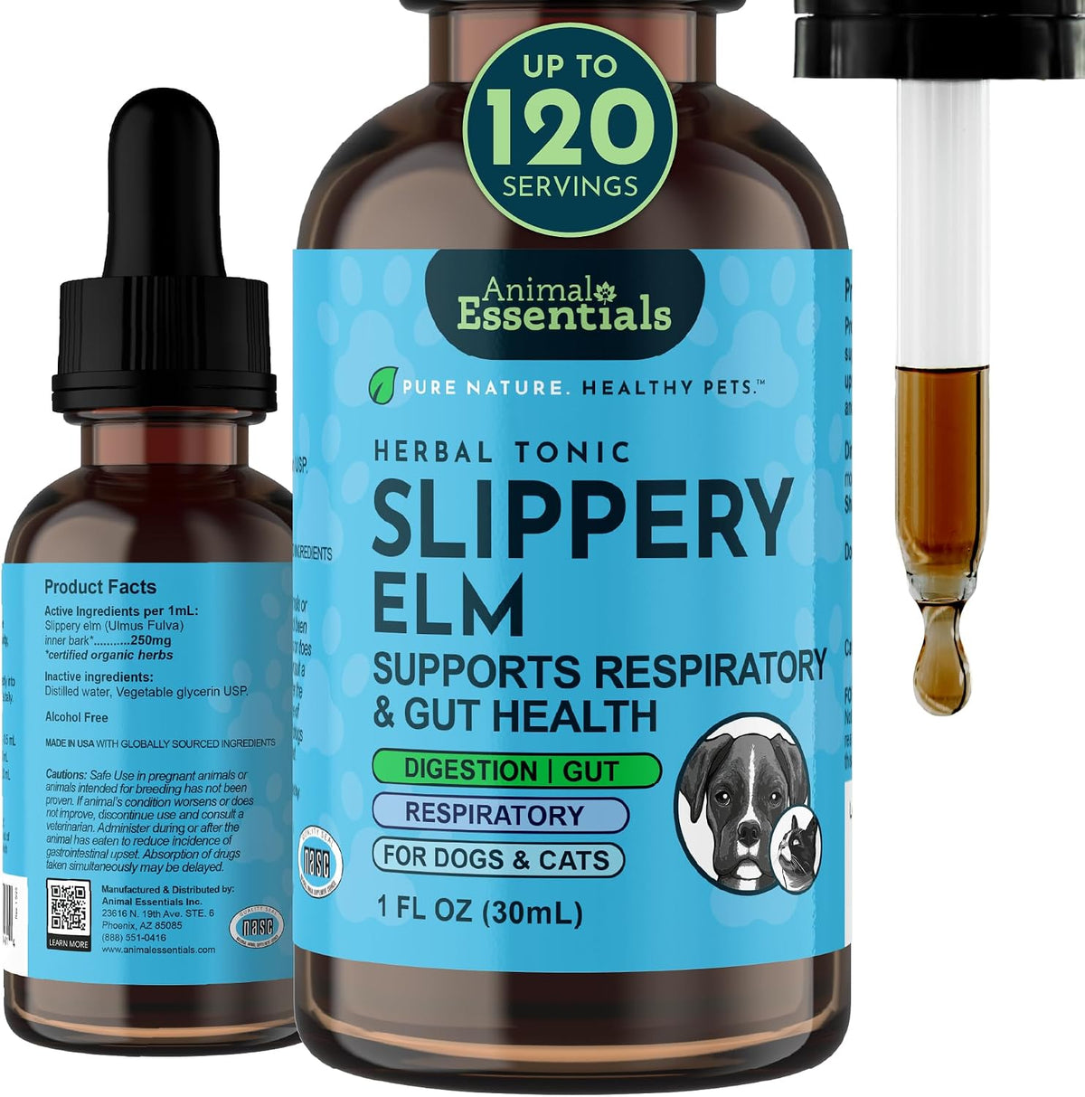 Animal Essentials Slippery Elm - Organic Herbal Extract for Dogs and Cats, 30 ml - görsel 1