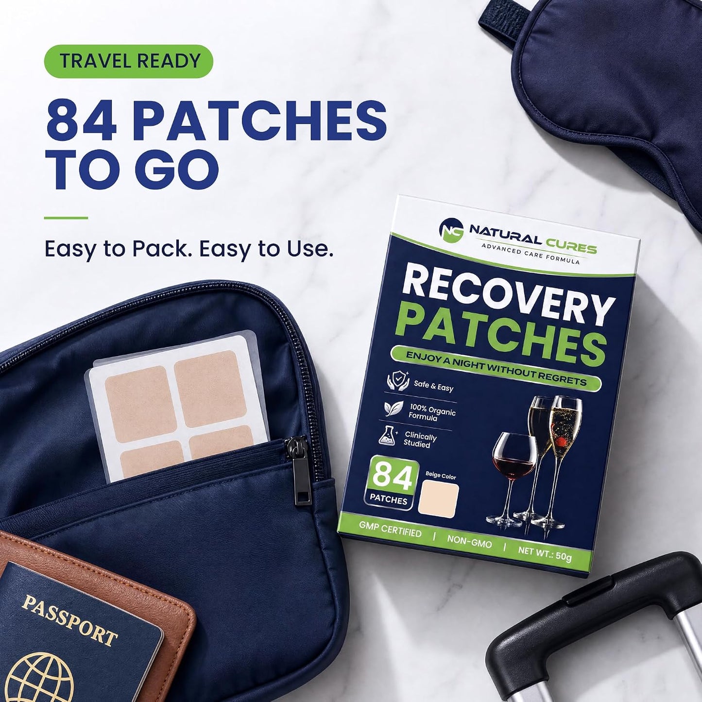 Recovery Patches 42 Pack - Wake Up Refreshed and Energised with Skin-Friendly Patch - Strong Adhesive for Secure Fit - Natural Ingredients for Quick Recovery - görsel 5