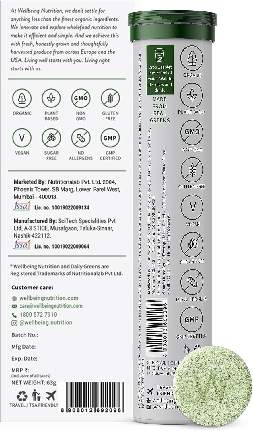 WELLBEING NUTRITION Daily Greens - Natural Lemon and Lime Flavour - 15 Tablets - görsel 5