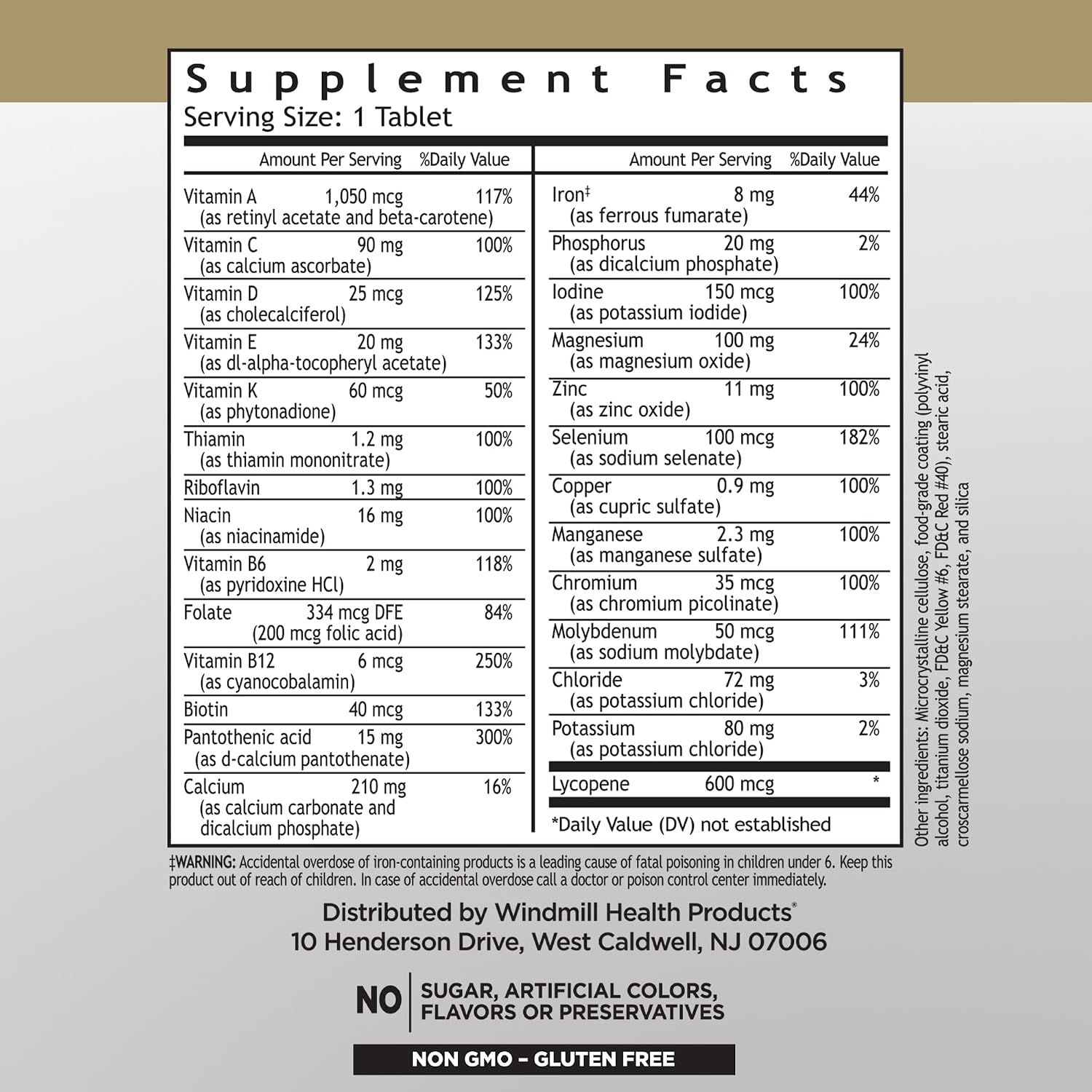 Windmill Men’s Multi 50+ Multivitamin with Vitamin D3, 180 Tablets - görsel 2