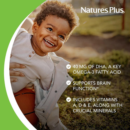 NaturesPlus Animal Parade DHA Children's Chewables - Natural Cherry Flavour - 90 Chewable Tablets