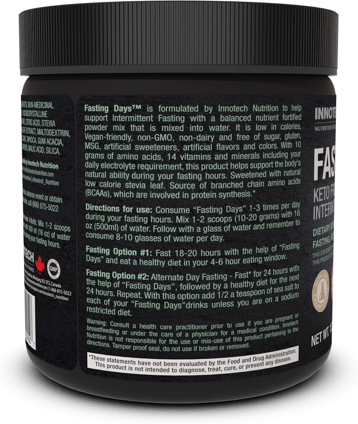 Innotech Nutrition Fasting Days Intermittent Fasting Drink Mix – Metabolic & Electrolyte Support with 42 Essential Ingredients, Lemon Iced Tea, 360g - görsel 3