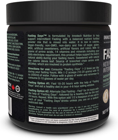 Innotech Nutrition Fasting Days Intermittent Fasting Drink Mix – Metabolic & Electrolyte Support with 42 Essential Ingredients, Lemon Iced Tea, 360g
