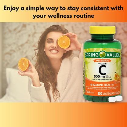 Vitamin C Orange Flavour 500mg - Fast Dissolve, 120 Tablets