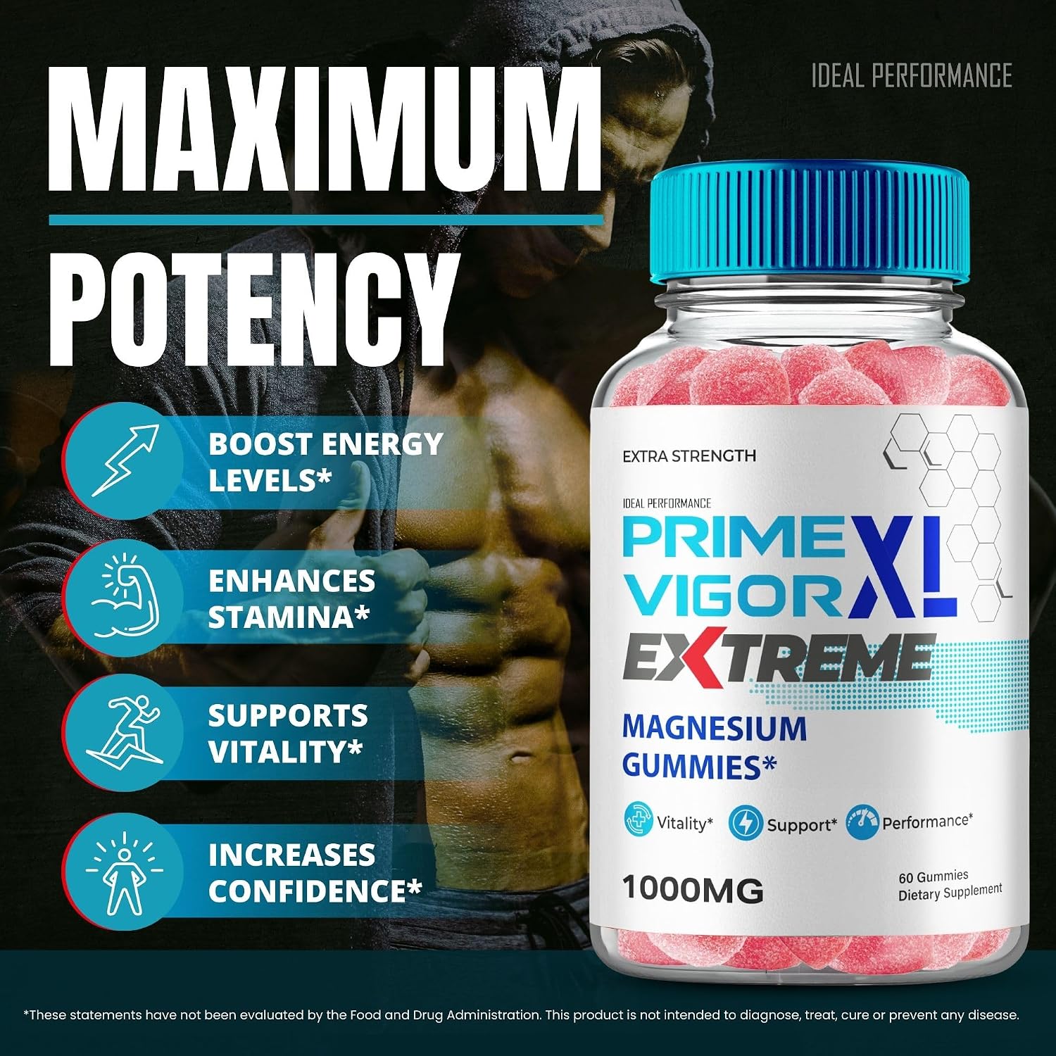 Prime Vigour XL Extreme Gummies - Extra Strength Men's Supplement for Stamina, Endurance & Energy (3-Pack) - görsel 4