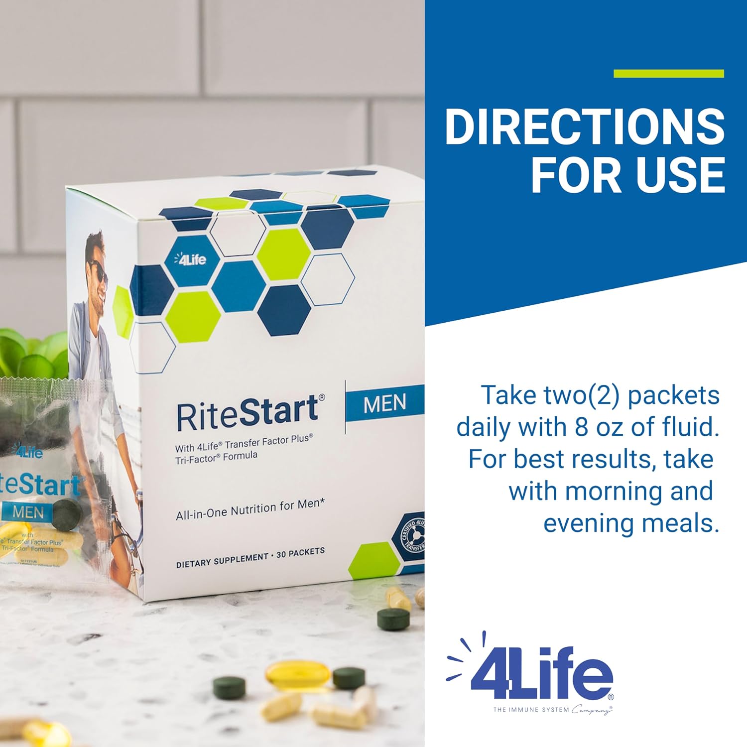 4Life RiteStart Men Multivitamin with CoQ10 and Mushroom Blend, 30 Sachets - görsel 5