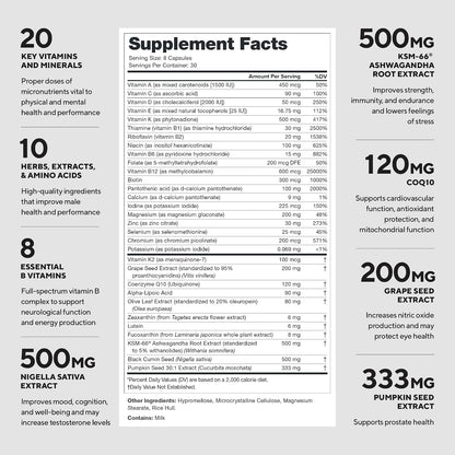 LEGION Triumph Men's Sport Multivitamin - Complete Multivitamin for Men - 30 Servings