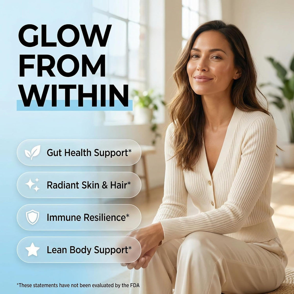 Bovine Colostrum Powder + Collagen Peptides with L-Glutamine, L-Lysine, Prebiotics, Probiotics, Digestive Enzymes, Vitamin D K2 C, Quercetin & Folate – Gut Health Supplement, Internal Glow by Clean Nutra - görsel 2