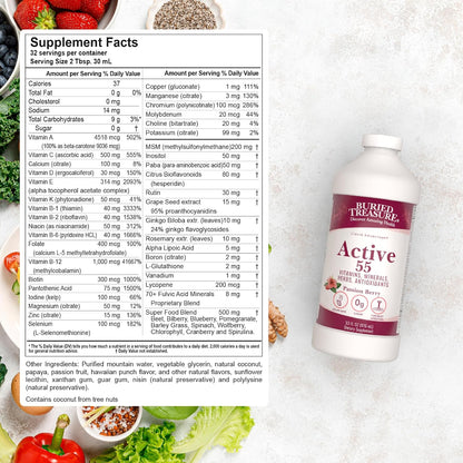 Buried Treasure Active 55 Plus Liquid Multivitamin for Seniors - Vegan, Sugar-Free, Superfood Blend