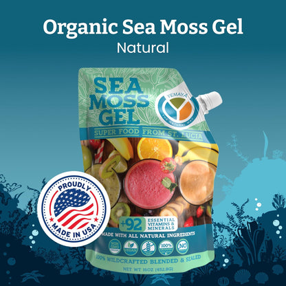 Yemayá Organic Sea Moss Gel - Wildcrafted, Raw, with Real Fruit - 473 ml