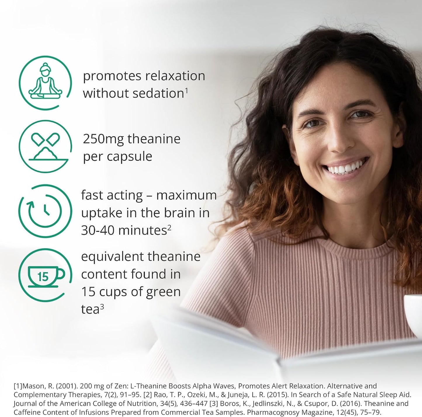 Pure L-Theanine 250mg Capsules – 60 Capsules – brain feed - görsel 2