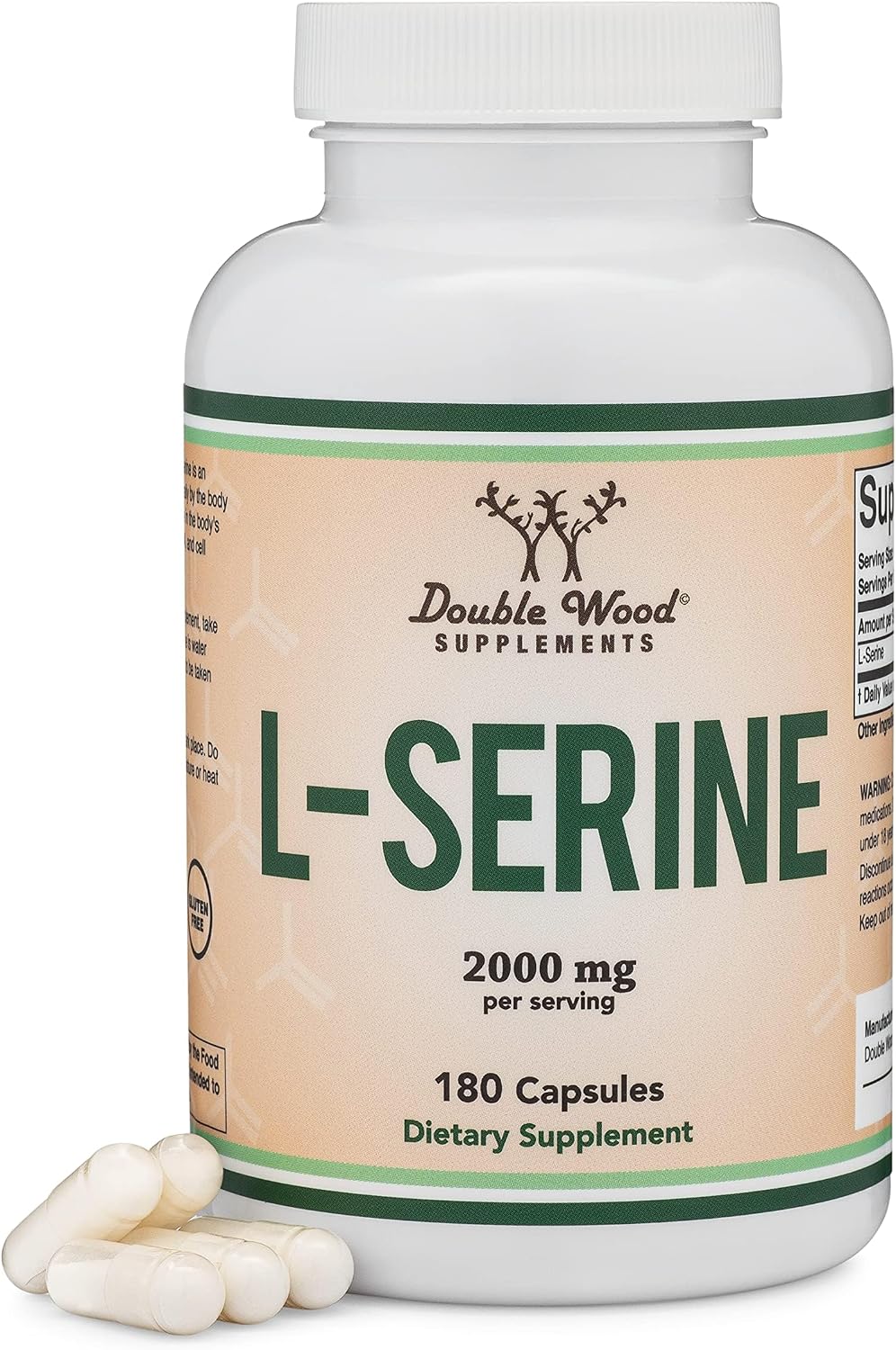 L-Serine Capsules – 2000 mg per Serving, 180 Capsules, 500 mg Each - görsel 1