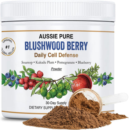 Aussie Pure Blushwood Berry Daily Cell Defence - Soursop, Kakadu Plum, Pomegranate, Blueberry - Immune and Cell Support Powder - 180g