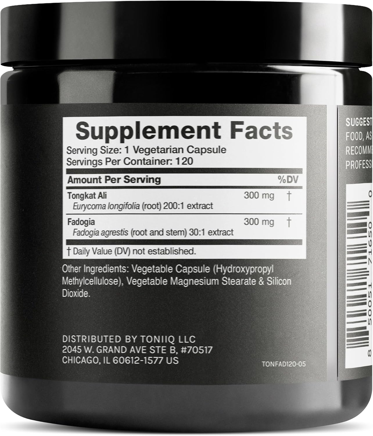 Toniiq Tongkat Ali and Fadogia Agrestis - Ultra-High Potency 200:1 & 30:1 Blend - 120 Capsules - görsel 2