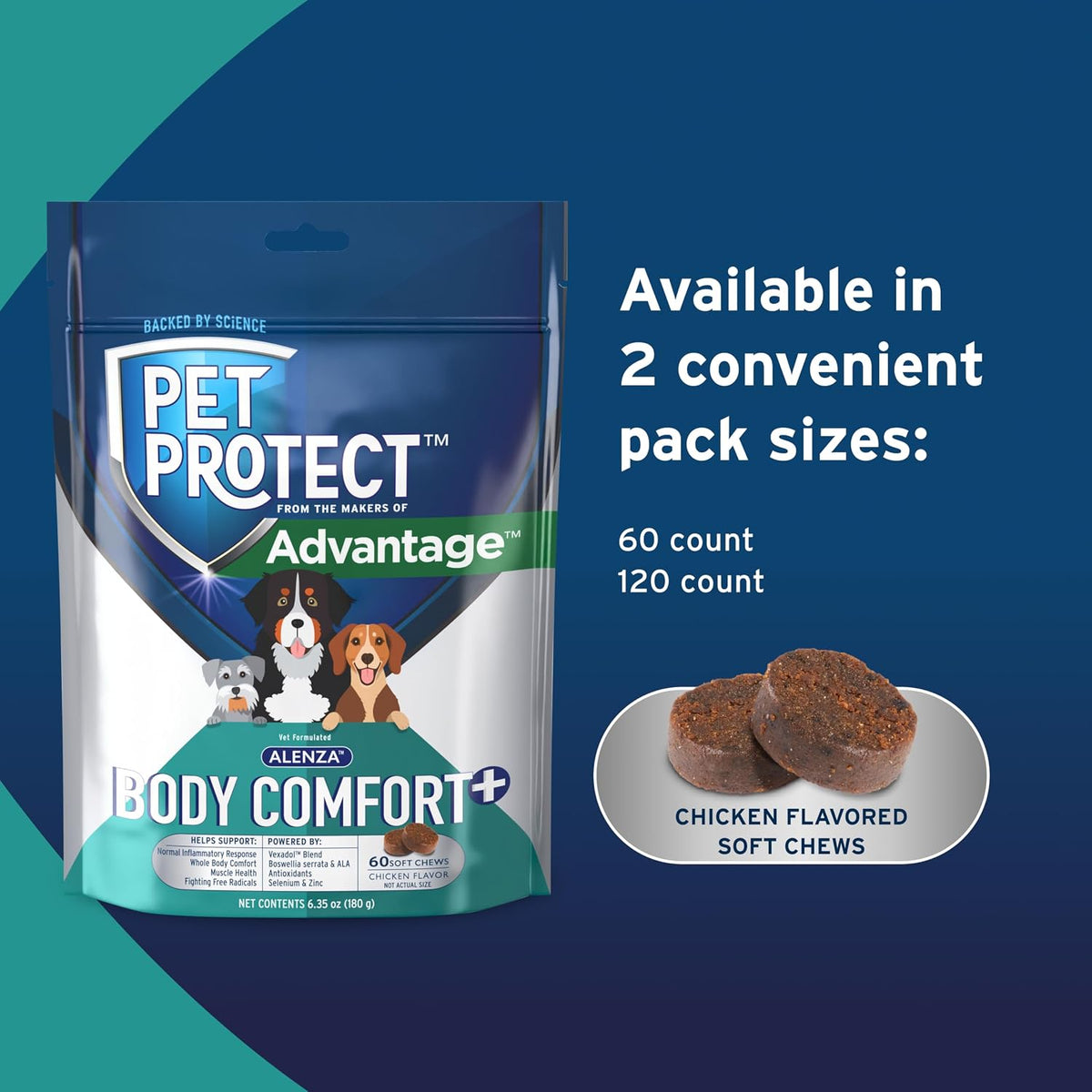 Pet Protect Whole Body Comfort+ Supplement for Dogs, Vet-Formulated Alenza, Chicken-Flavoured Soft Chews (60 Chews) - görsel 6