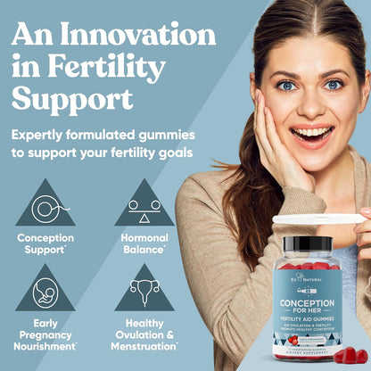 Conception for Her Fertility Gummies - Strawberry Pectin Gummies with Myo Inositol and Folate (75 Gummies)