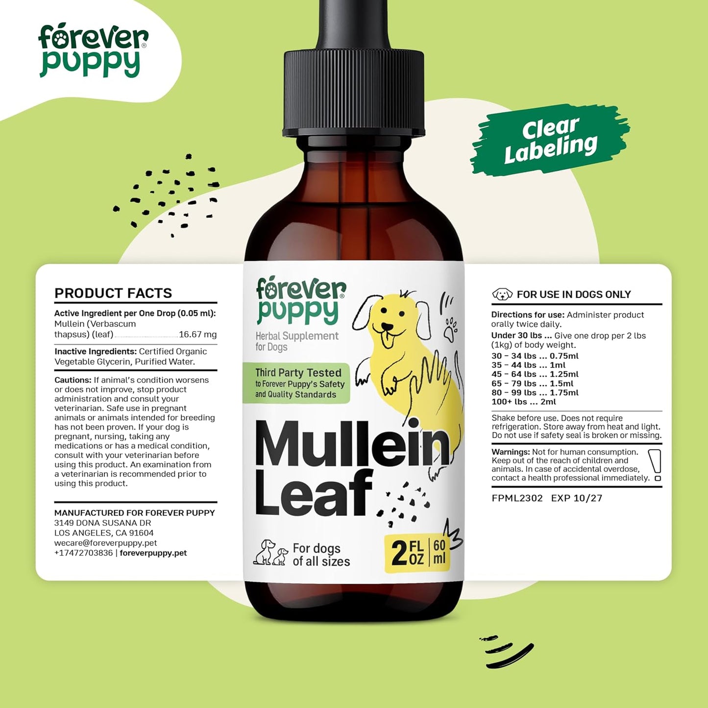 Forever Puppy Mullein Tincture for Dogs – Respiratory Health Support – 59 ml - görsel 8