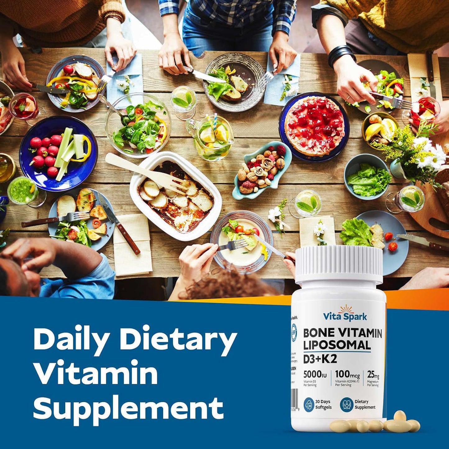 Vitamin D3 K2 with Magnesium - Liposomal Bone Vitamins Supplement, 5000IU D3, 100mcg K2 MK-7, 60 Mini Soft gel capsules - görsel 6