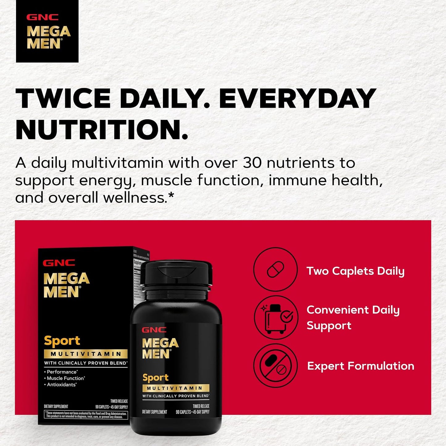 GNC Mega Men Sport Multivitamin for Men - 90 Tablets - görsel 3