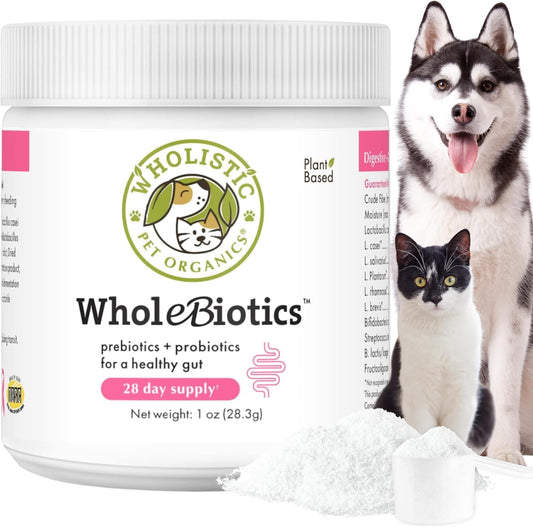 WholeBiotics Daily Dog Probiotics – Digestive Health & Immune Support (28g, 28 Scoops)