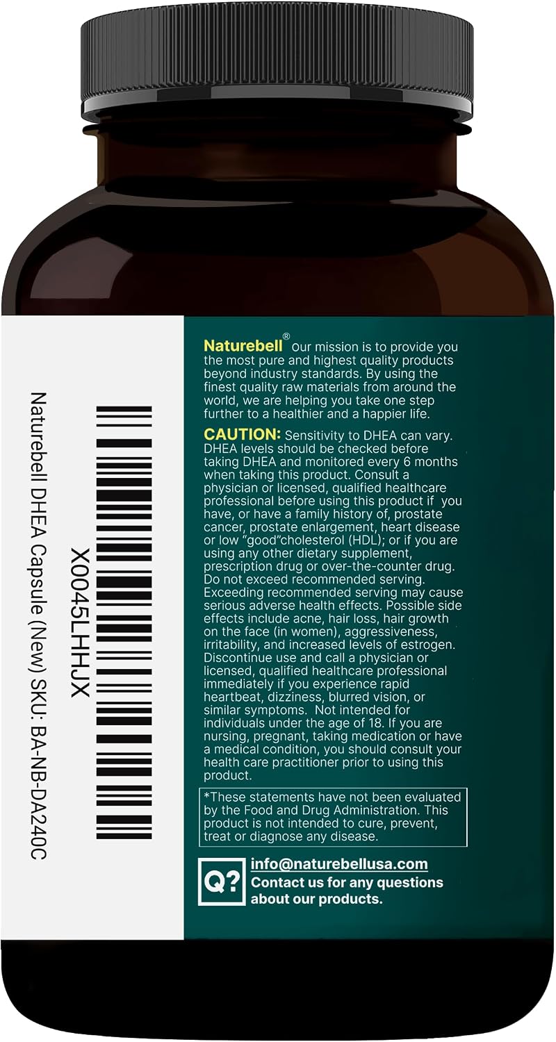 NatureBell DHEA 50mg for Men & Women, 300 Capsules | Micronised for Better Absorption | Plant-Based Source - görsel 8