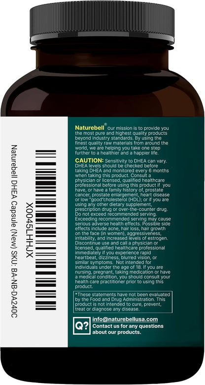 NatureBell DHEA 50mg for Men & Women, 300 Capsules | Micronised for Better Absorption | Plant-Based Source