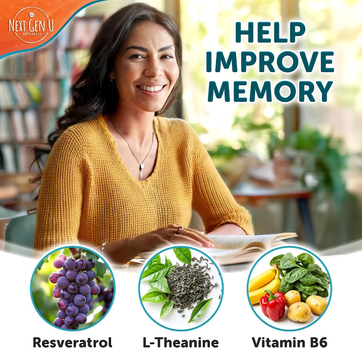 Brain Supplement - 120 Vegan Capsules - Nootropic for Memory, Cognitive Function and Focus - NextGenU - görsel 3