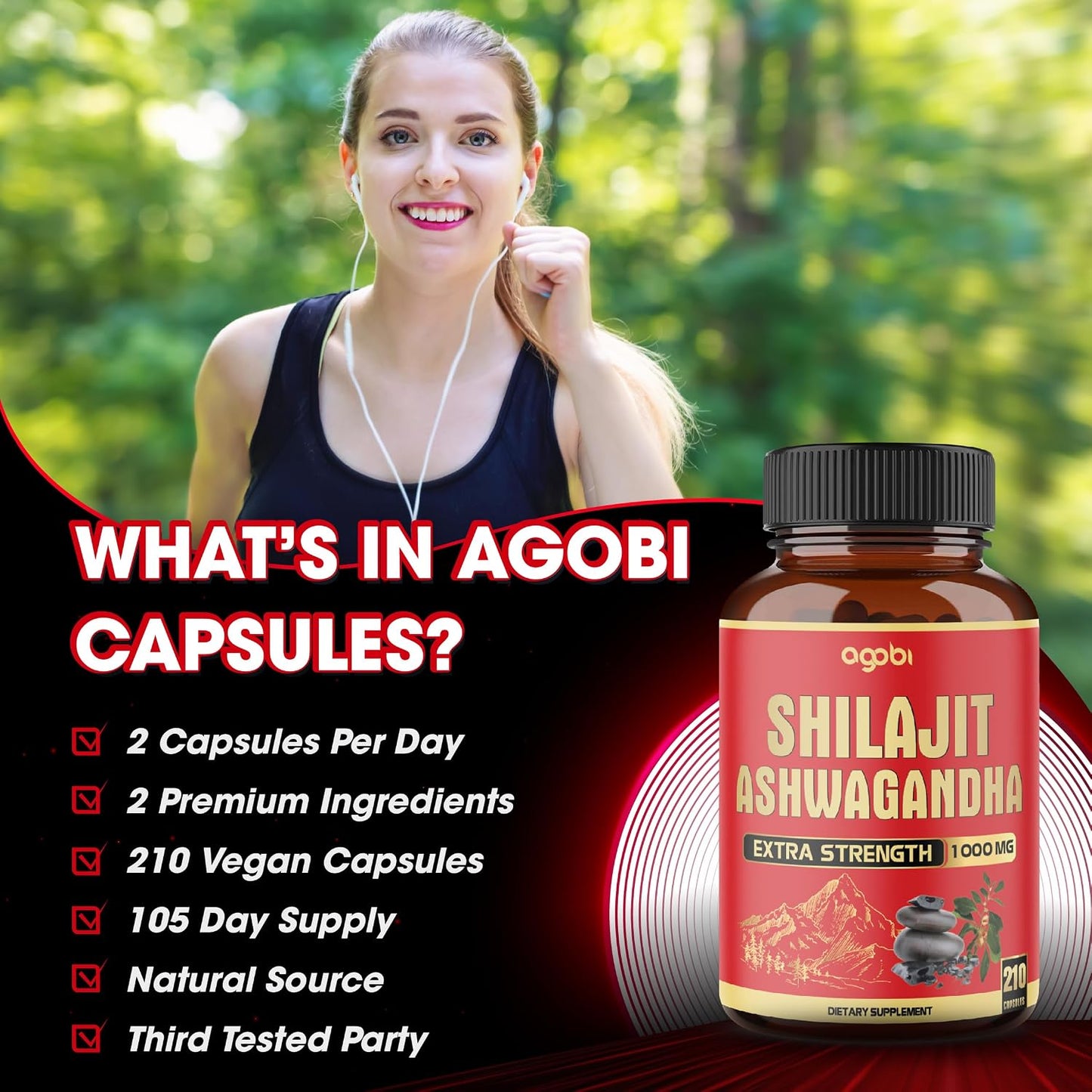 agobi Shilajit with Ashwagandha - 210 Capsules, 600mg Shilajit + 400mg Organic Ashwagandha Root - görsel 5