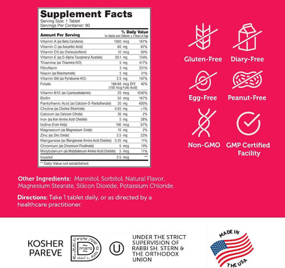Zahler Junior Multi - Children's Complete Multivitamin - 23 Vitamins and Minerals - Kosher, Non-GMO, Gluten-Free - Cherry Flavour, 90 Chewable Tablets