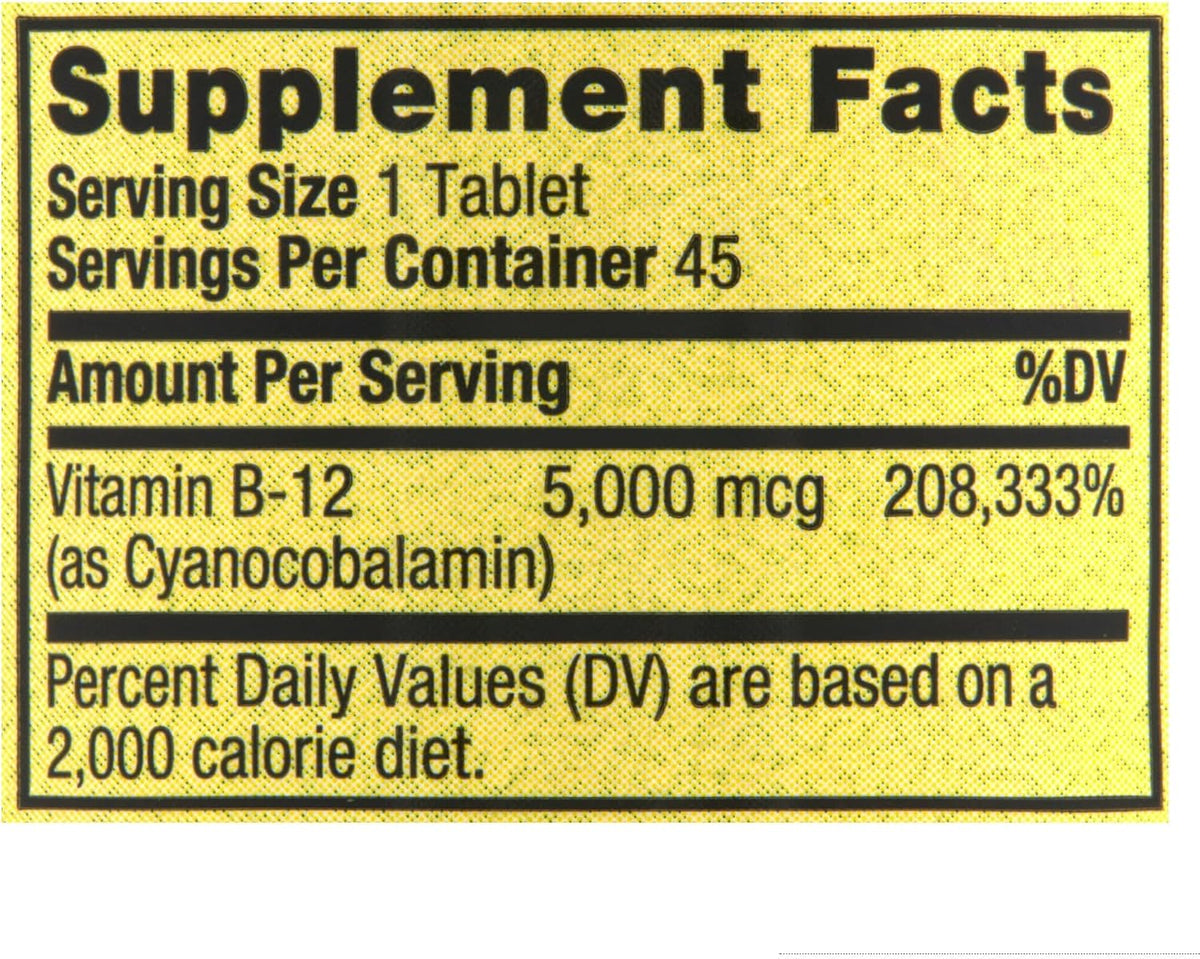 Vitamin B12 5000mcg Extra Strength Fast Dissolve Mixed Berry Tablets, 45 Count - görsel 4