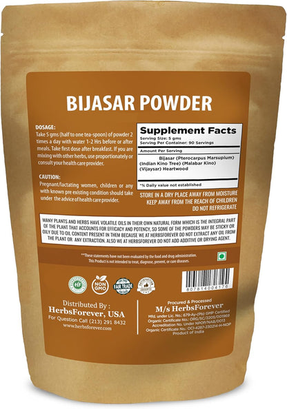 Herbsforever Vijaysar (Pterocarpus Marsupium) Powder - Carb Control, 454 g (16 oz)