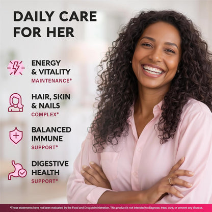 NUTRAHARMONY Women's Multivitamin 47-in-1 with B Complex, Wholefoods and Beauty Complex – 90 Capsules
