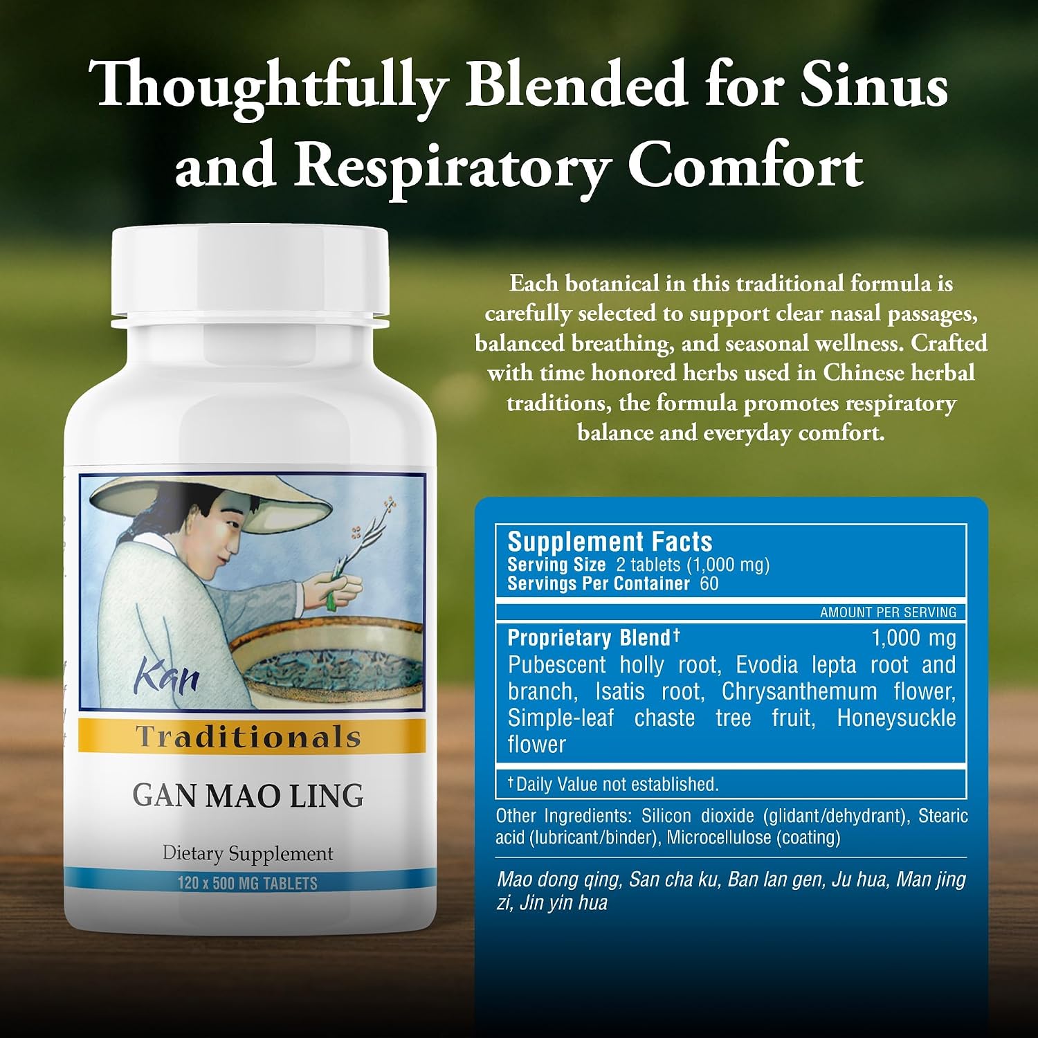 Kan Herbs Company Gan Mao Ling Tablets – Traditional Chinese Herbal Blend with Isatis, Chrysanthemum & Honeysuckle, 120 Tablets - görsel 3