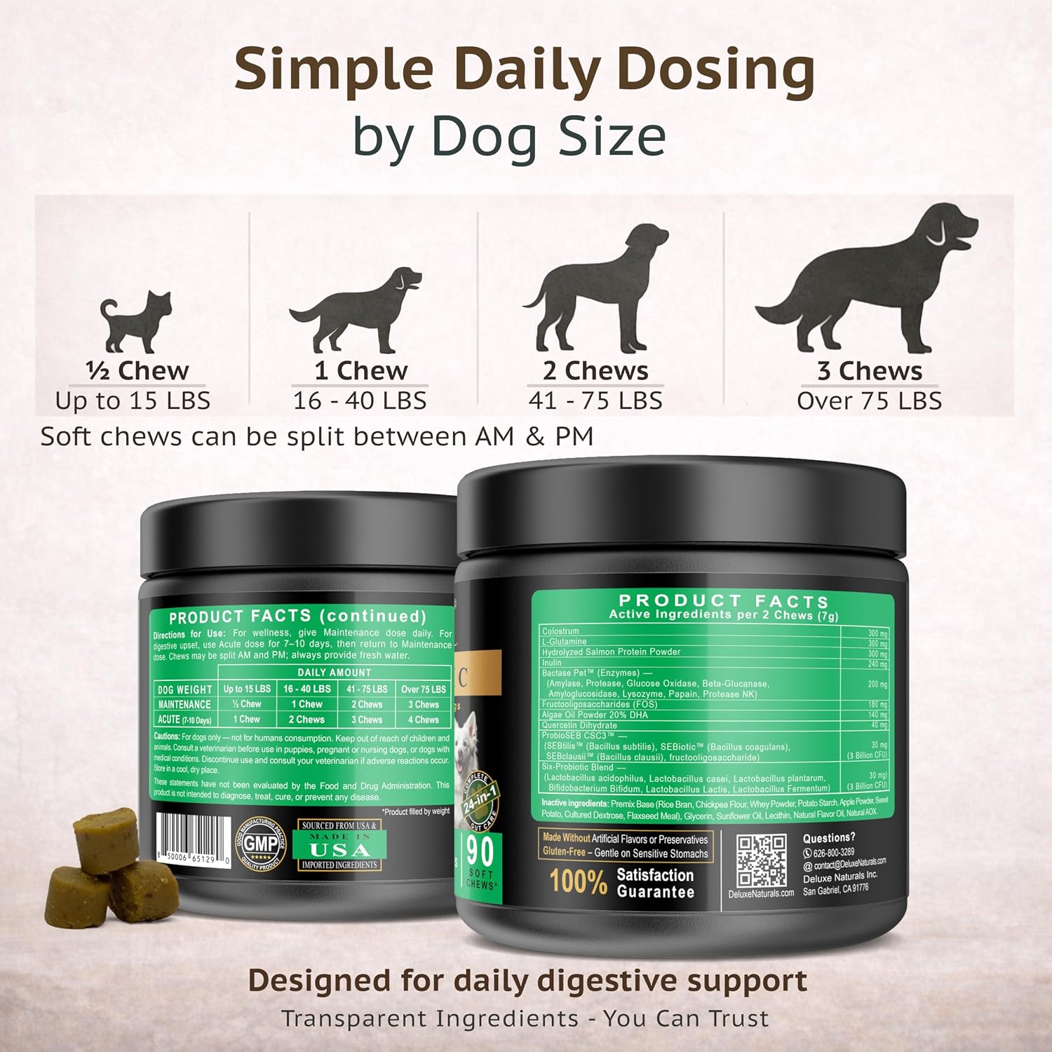 Deluxe Naturals Probiotic Soft Chews for Dogs – Digestive & Immune Support – 180 Count (2 x 90ct) – Chicken Flavour - görsel 10