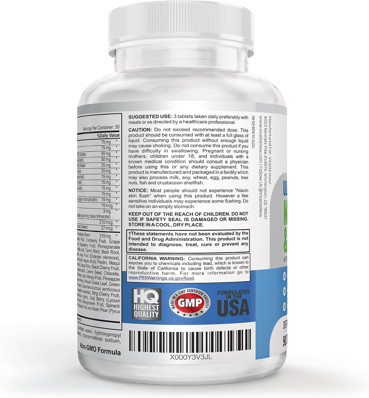 Vegan Whole Food Multivitamin & Mineral – Vitamins A, B1, B2, B6, B12, C, D3, E & 110 Superfoods, Herbs, Greens & Reds – Enzymes & Probiotics – 90 Tablets - görsel 4