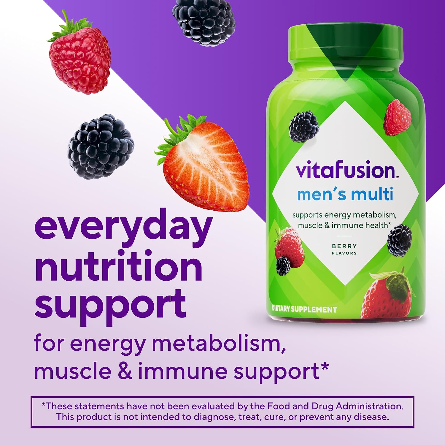 vitafusion Adult Gummy Vitamins for Men, Berry Flavoured, 150 Count (75 Day Supply) - görsel 4