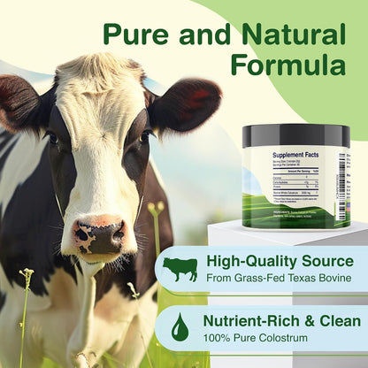 Colostrum Supplement – Grass-Fed Texas Bovine Whole Colostrum Powder for Immune, Gut & Wellness – Unflavoured – 100% Pure – 180g – 90 Servings – Made in the USA