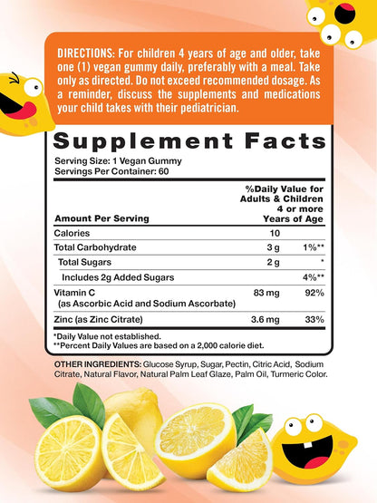 Nature's Truth Vitamin C Gummies for Children | with Zinc | 60 Count | Vegan, Non-GMO & Gluten-free